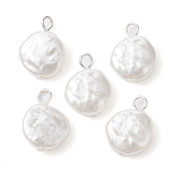 Flat Round Acrylic Imitation Pearl Pendants, Flat Round, 20x14x5mm, Hole: 2.7mm