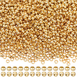 Настоящее золото 18K 2000 шт. латунные обжимные бусины, рондель, реальный 18 k позолоченный, 2x2x1 мм, отверстие : 1.2 мм, 2000 шт / комплект