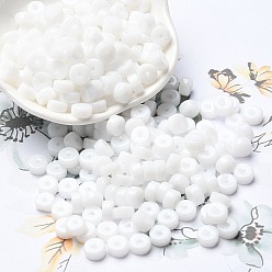 Белый Стеклянный бисер непрозрачных цветов, колонка, белые, 6x3 мм, отверстие : 1.4 мм, Около 2027 шт / фунт