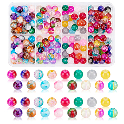 Mixed Color 160Pcs 4 Style Baking Paint Glass Beads, Imitation Jade, Round, Mixed Color, 7.5~8.5x7~8mm, Hole: 1.2~1.6mm, 40pcs/style