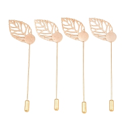 Light Gold Латунные значки на лацканы с плоскими круглыми оправами и железной фольгой., Застежки для шляпных булавок и брошей с круглым подносом, золотой свет, 85x24 мм, Размер лотка: 10 мм