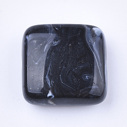Черный Акриловые бусины, имитация драгоценных камней, квадратный, чёрные, 20x20x8.5 мм, Отверстие : 1.5 мм , около 160 шт / 500 г