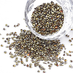 Verge D'or Foncé Plaqué perles de rocaille de verre, pour nail art accessoires de décoration, pas de trous / non percés, puce, verge d'or noir, 1.5~5x1.5~2x1.5~2 mm, sur 450 g / sac