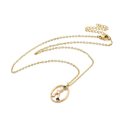 Рак Красочное ожерелье с подвеской в виде созвездия кубического циркония, золотые украшения 304 из нержавеющей стали для женщин, рак, 15.75 дюйм (40 см)