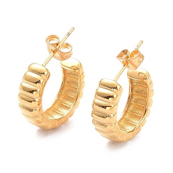 Золотой Ионное покрытие (ip) 304 серьги-гвоздики из нержавеющей стали, кольцо, золотые, 22.5x5 мм, штифты : 0.7 мм