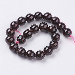 Garnet Gemstone Beads Strands, Natural Garnet, Round, Dark Red, 8mm, Hole: 0.5mm, about 22pcs/strand, 7.5 inch