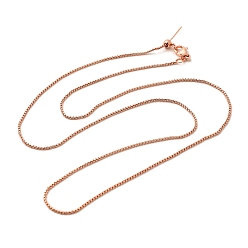 Розовое Золото 1.5мм стойка покрытие латунь коробка цепь регулируемый слайдер ожерелья для женщин мужчин, без кадмия и без свинца, 901 застежка из нержавеющей стали, долговечный, розовое золото , 23.62 дюйм (60 см)