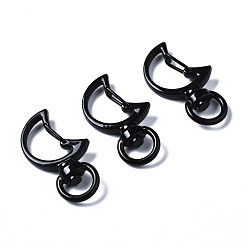 Черный Из экологически чистого сплава, окрашенного распылением, поворотные карабины с карабинами, без кадмия, без никеля и без свинца, луна, чёрные, 34x19x6 мм, отверстие : 5x9 мм
