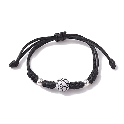 Football Регулируемые нейлоновые нити плетеные браслеты из бисера, с бусинами из акрила и сплава, футбол, внутренний диаметр: 3-5/8 дюйм (9.3 см)