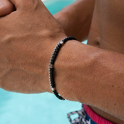 Гематит Браслеты из синтетического гематита и сплава, украшения для мужчин, 7-7/8 дюйм (20 см)