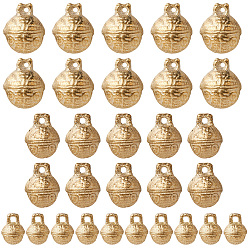 Без Покрытия 30шт 3 стили латунные подвески-колокольчики, круглый с тигром лицом, сырой (без покрытия), 13~21x11~17x8~13 мм, отверстие : 1~3 мм, 10 шт / стиль