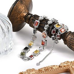 Платина Овальные и прямоугольные ожерелья из латуни с разноцветными кубическими цирконами для женщин, платина, 17.56 дюйм (44.6 см)