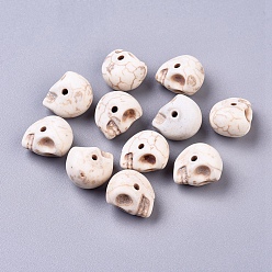 Магнезит Бусины из синтетического магнезита, череп, 13x12x9.5 мм, отверстие : 1 мм, около 42 шт / нитка, 15.1 дюйм, 12 пряди / 1000 г