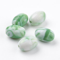 Зеленый Акриловые бусины, Стиль имитация драгоценных камней, овальные, зелёные, 17x11.5~12 мм, отверстие : 2 мм, Около 330 шт / 500 г