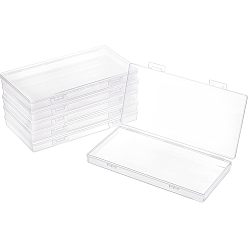 Clear Transparent Plastic Bead Containers, with Hinged Lids, for Beads and More, Rectangle, Clear, 19.4x10.95x2.25cm