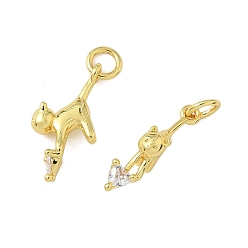 Настоящее золото 18K Латунные микро проложить кубического циркония подвески, подвески в форме кошки, стойки покрытие, долговечный, без кадмия и без свинца, с целью перехода в кольце, реальный 18 k позолоченный, 18x9x4 мм, отверстие : 3 мм