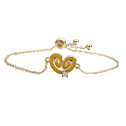 (932FM) Темно-синий аква-матовый с подкладкой Регулируемые браслеты-слайдеры с прозрачным кубическим цирконием из латуни с микропаве, эмалевое украшение в форме сердца для женщин, золотые, темно-золотистые, 9.45 дюйм (24 см)