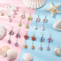 Нержавеющая Сталь Цвет 304 серьги-подвески из нержавеющей стали с синтетической бирюзой и черепаховым узором, цвет нержавеющей стали, 85x22 мм, 5 пар / набор