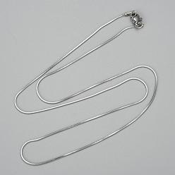 Нержавеющая Сталь Цвет Не тускнеет 304 квадратные ожерелья из нержавеющей стали в виде змеи, с кольцом из нержавеющей стали 201, с карабин-лобстерами , цвет нержавеющей стали, 19.6 дюйм (50 см), 1.5 мм