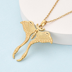 Настоящее золото 18K 304 подвесные из нержавеющей стали ожерелья, моль, ионное покрытие (ip), реальный 18 k позолоченный, 17.72~18.11 дюйм (45~46 см)