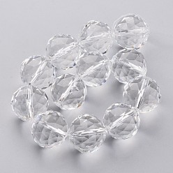Clear Glass Bead Strands, Faceted, Round, Clear, 19.5mm, Hole: 2mm, about 12pcs/strand, 8.6 inch(22cm)