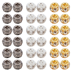 (52) Непрозрачная лаванда 60 шт. 3 цвета латунных дистанционных бусин, с кристально горный хрусталь, рондель, разноцветные, 8 мм, отверстие : 2 мм, 20 шт / цвет