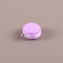 Сливовый Непрозрачные подвески смолы, миниатюрные 3d подвески-макароны, с платиновыми тоновыми железными петлями, слива, 19.5x16x10 мм, отверстие : 2 мм