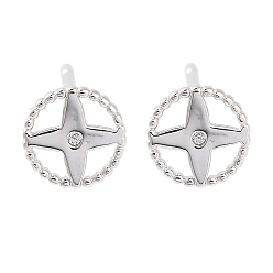 Платинированный 925 серьги-гвоздики из стерлингового серебра с микропаве из прозрачных кубических цирконий для женщин, звезда, Реальная платина, 6 мм