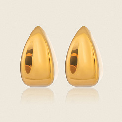 Настоящее золото 18K 304 серьги-гвоздики-капли из нержавеющей стали, реальный 18 k позолоченный, 25x15 мм