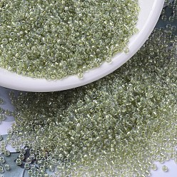 (RR1135) Внутри Окрашенный Лаймовый Миюки круглые бусины рокайль, японский бисер, (rr 1135) внутри окрашенной извести, 11/0, 2x1.3 мм, Отверстие : 0.8 мм , около 5500 шт / 50 г