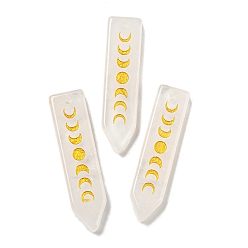 Хрусталь Подвески с фазой луны и кристаллами натурального кварца, подвески в виде стрел из горного хрусталя, 49.5x12.5x6 мм, отверстие : 1.6 мм