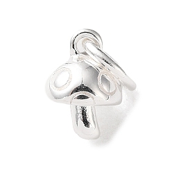 Серебро 925 подвески-грибы из стерлингового серебра с соединительными кольцами, серебряные, 7.5x5 мм, отверстие : 3.5 мм