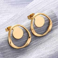 Настоящее золото 18K Ионное покрытие (ip) 304 серьги-гвоздики из нержавеющей стали, реальный 18 k позолоченный, 19x19 мм