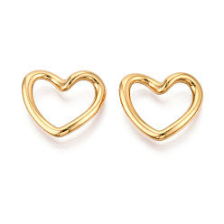 Настоящее золото 18K 304 нержавеющей стали связывающий кольца, ионное покрытие (ip), сердечная ссылка, реальный 18 k позолоченный, 17.9x20.1x4.2 мм