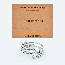 Нержавеющая Сталь Цвет 304 вращающиеся манжетные кольца из нержавеющей стали, лучшие сучки, Кольцо-спиннер для успокоения беспокойства, медитации, цвет нержавеющей стали, внутренний диаметр: регулируемый