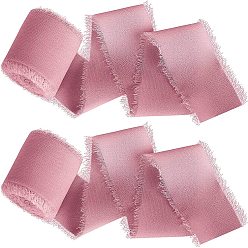 Фламинго 5м полиэфирная шифоновая лента, Лента с необработанными краями для изготовления ювелирных бантов своими руками, Подарочная упаковка, фламинго, 1-5/8 дюйм (40 мм), около 5.47 ярдов (5 м) / рулон