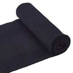 Noir Tissus élastiques en polyester, accessoires du vêtement, rectangle, noir, 140~150x2mm, 1 yard/pc