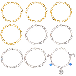 Платиновый & Золотой 20шт. 2 браслеты из железной проволоки и цепи для женщин и мужчин, с застежкой омар коготь, платиной и золотом, 7-7/8 дюйм (20 см), 10 шт / цвет