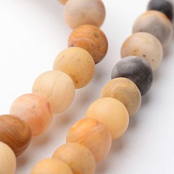 Сумасшедший Агат Матовые круглые пряди натуральных сумасшедших кружевных агатовых бусин, 4 мм, отверстие : 1 мм, около 93 шт / нитка, 15 дюйм