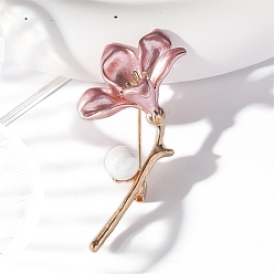 Фламинго Эмалевые булавки амариллис, с пластиковой бисера, броши из цинкового сплава для рюкзака, фламинго, 56x27 мм