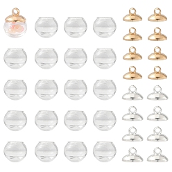 (52) Непрозрачная лаванда Наборы для изготовления кулонов своими руками, включая стеклянные шарообразные бутылки и латунные подвесные колпачки с бусинами, разноцветные, 8 мм, отверстие : 2.5~4 мм