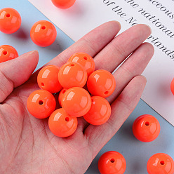Orange Red Opaque Acrylic Beads, Round, Orange Red, 20x19mm, Hole: 3mm, about 111pcs/500g