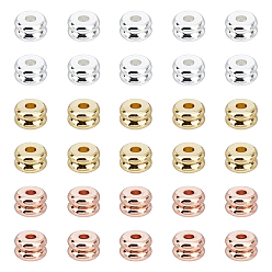 Gemischte Farbe Messing Spalte Perlen, Bleifrei und Cadmiumfrei und Nickel frei, Gemischte Farbe, 6x4 mm, Bohrung: 1.8 mm, 3 Farben, 40 Stk. je Farbe, 120 Stück / Karton