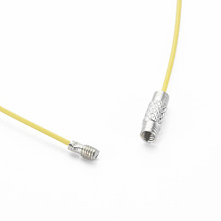 Yellow Stainless Steel Wire Necklace Cord DIY Jewelry Making, with Brass Screw Clasp, Yellow, 17.5 inchx1mm, Diameter: 14.5cm