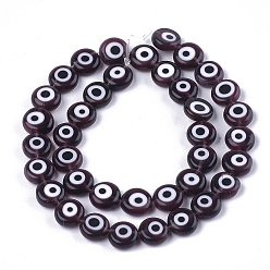 Кокосово-Коричневый Ручной сглаза бусины бисер нитей, плоско-круглые, кокосового коричневый, 9.5x3.5 мм, отверстие : 1.2 мм, около 38 шт / нитка, 14.1 дюйм ~ 14.5 дюйм