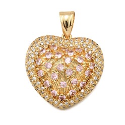 Настоящее золото 18K Латунные микро проложить кубического циркония подвески, сердце, стойки покрытие, долговечный, без свинца и без кадмия, реальный 18 k позолоченный, 29x29.5x10.5 мм, отверстие : 9x5 мм