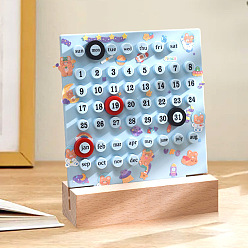 Светло-Синий Акриловый календарь, с дерева базы, голубой, 135x135x45 мм