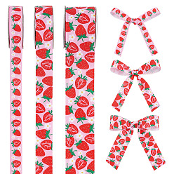 Красный 15 ярдов 3 стилей полиэфирной жаккардовой ленты, Клубничный узор, для одежды платье швейные принадлежности, красные, 5/8~1-1/2 дюйм (16~38 мм), около 5.00 ярдов (4.57 м) / рулон, 1 рулон / стиль