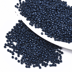 Marine Blue Baking Paint Glass Seed Beads, Fit for Machine Eembroidery, Round, Marine Blue, 2.5x1.5mm, Hole: 1mm, about 20000pcs/bag
