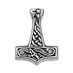 Античное Серебро Викинг 304 подвески из нержавеющей стали, Мьёльнир, амулет молота Тора, античное серебро, 44.5x31.5x8 мм, отверстие : 5 мм